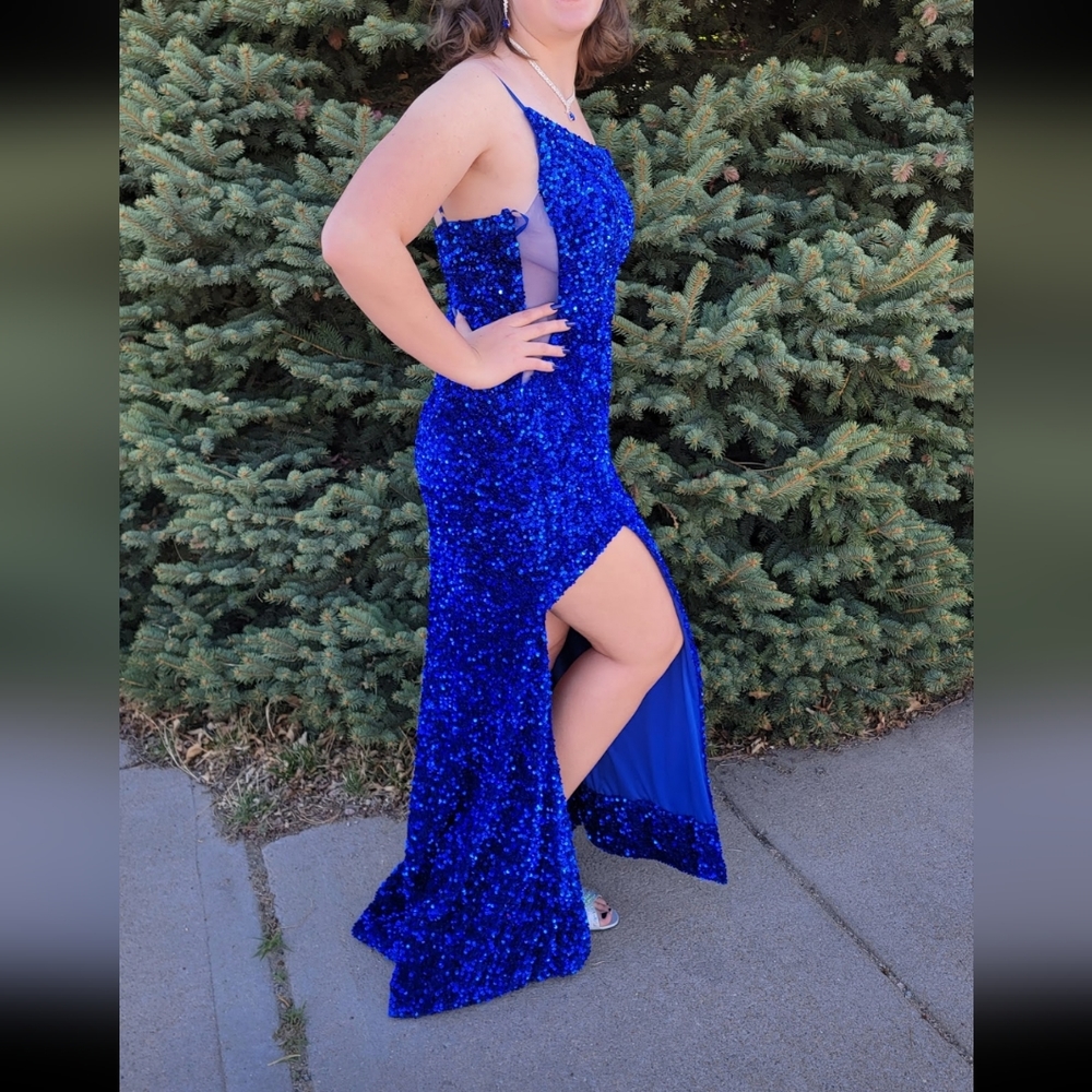 BLUE SEQUIN FORMAL PROM DRESS